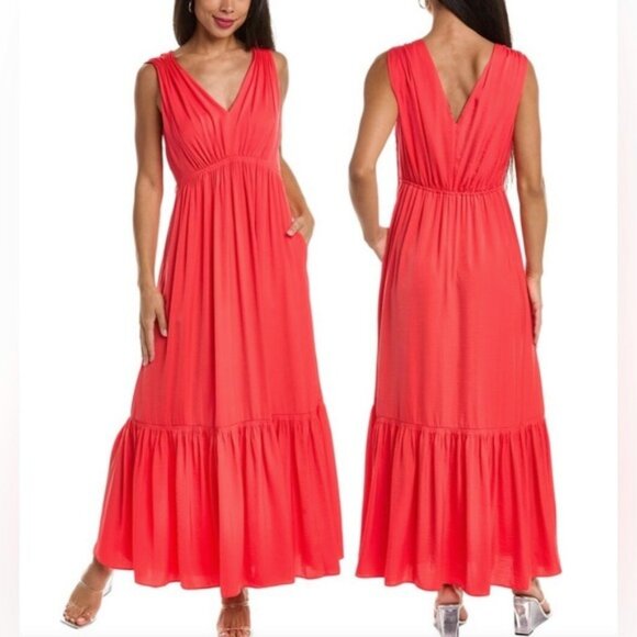 Kobi Halperin Almita Coral Satin Crepe Maxi Dress - Picture 1 of 7